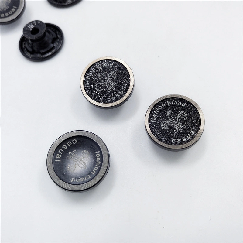 High Quality Custom Logo Engraved Alloy Metal Snap Jeans Buttons for Denim